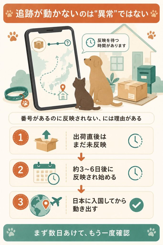 追跡が反映されるタイミングを3段階で示した図解