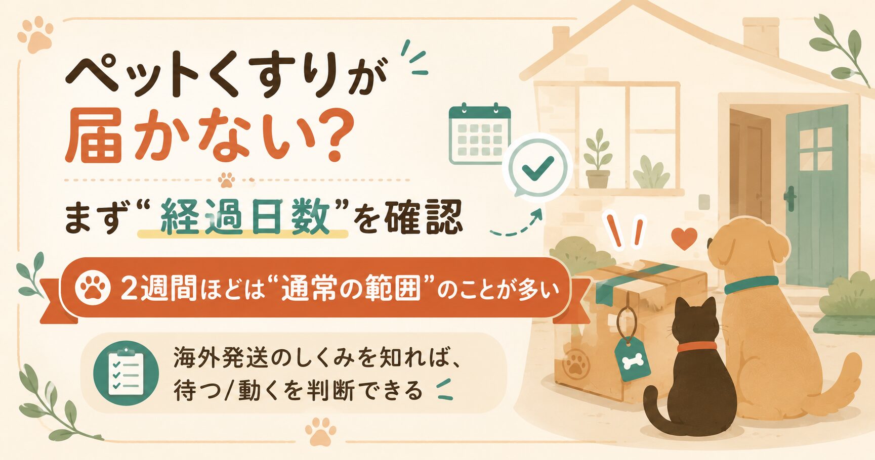 ペットくすりが届かない時の確認ポイントを示した図