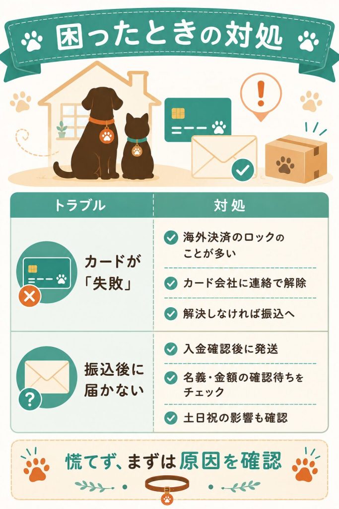 支払いトラブル別の対処法を整理した図