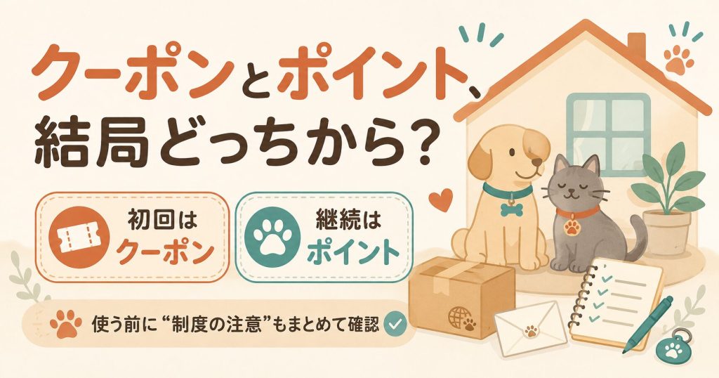 クーポンとポイントの二段構えを示したイラスト