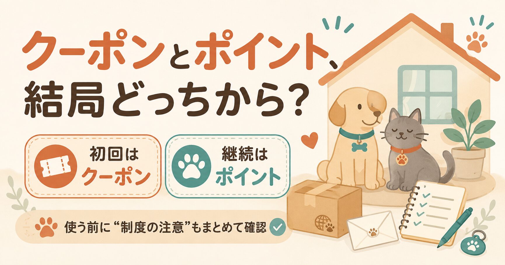 クーポンとポイントの二段構えを示したイラスト